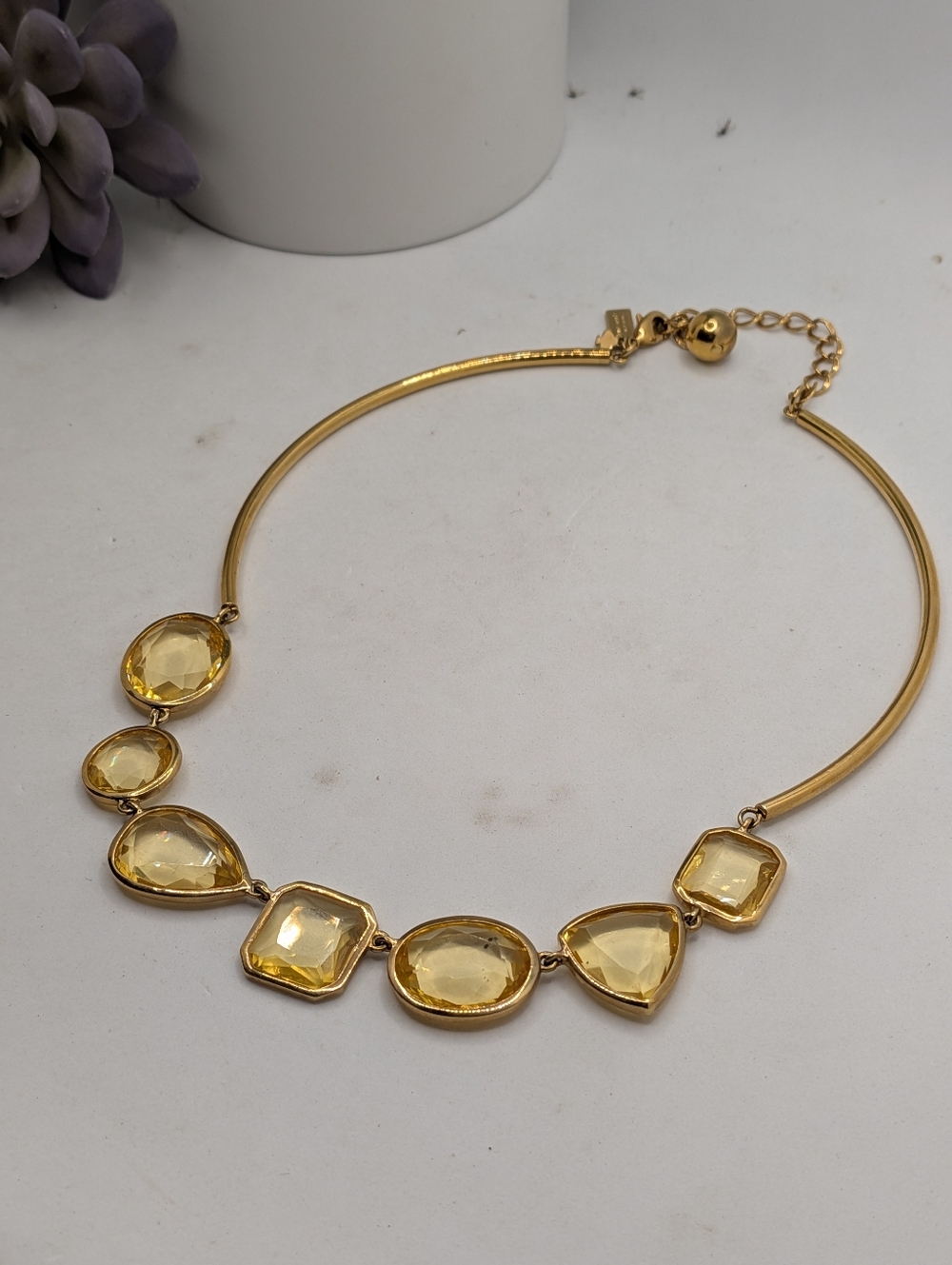 kate spade Gold-Tone Necklace with Yellow Faceted Gemstones